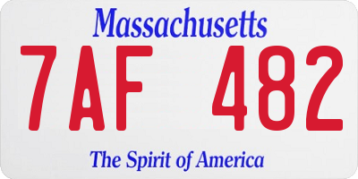 MA license plate 7AF482