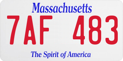 MA license plate 7AF483