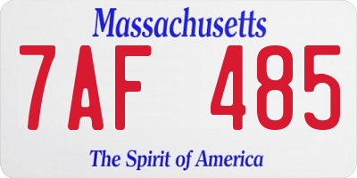 MA license plate 7AF485
