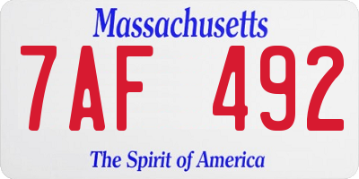 MA license plate 7AF492