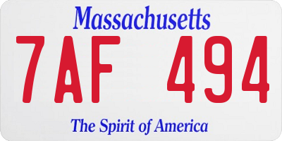 MA license plate 7AF494