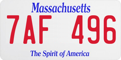 MA license plate 7AF496