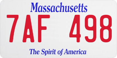 MA license plate 7AF498