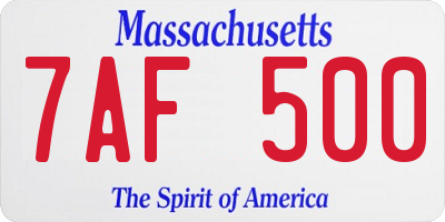 MA license plate 7AF500
