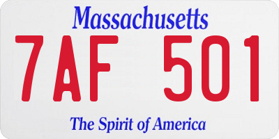 MA license plate 7AF501