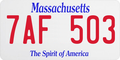 MA license plate 7AF503