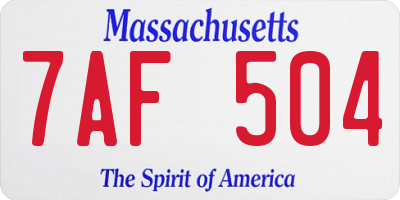 MA license plate 7AF504