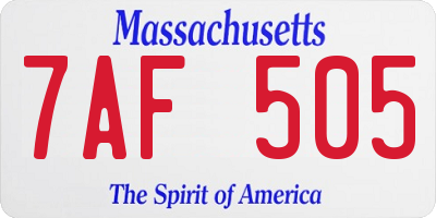 MA license plate 7AF505