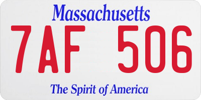MA license plate 7AF506