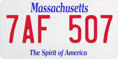 MA license plate 7AF507