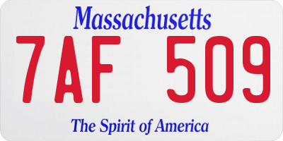 MA license plate 7AF509