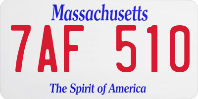 MA license plate 7AF510