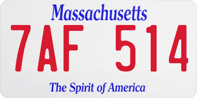 MA license plate 7AF514