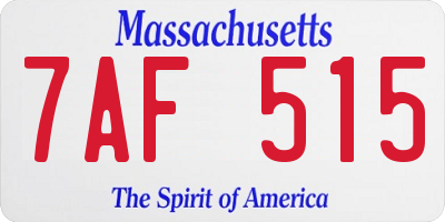 MA license plate 7AF515