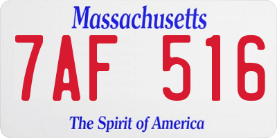 MA license plate 7AF516