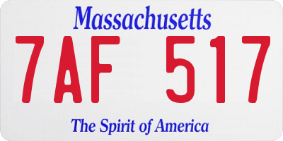 MA license plate 7AF517