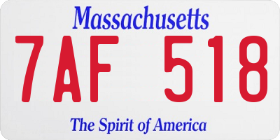 MA license plate 7AF518