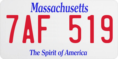 MA license plate 7AF519
