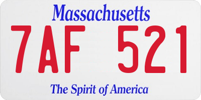 MA license plate 7AF521