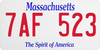 MA license plate 7AF523