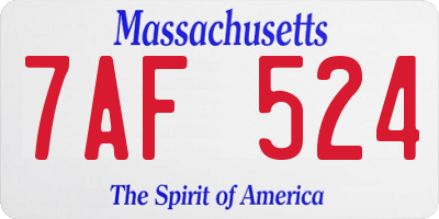 MA license plate 7AF524