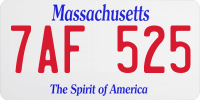 MA license plate 7AF525