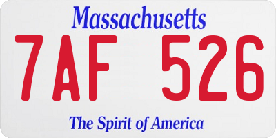 MA license plate 7AF526