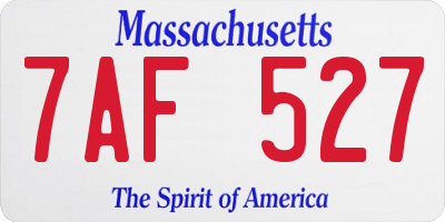 MA license plate 7AF527
