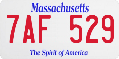 MA license plate 7AF529