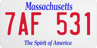 MA license plate 7AF531
