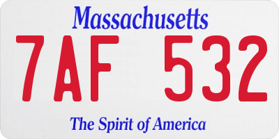 MA license plate 7AF532