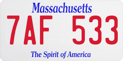 MA license plate 7AF533