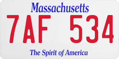 MA license plate 7AF534