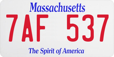 MA license plate 7AF537