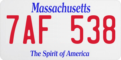 MA license plate 7AF538
