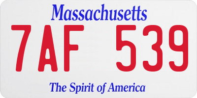 MA license plate 7AF539