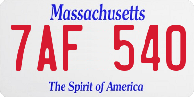 MA license plate 7AF540