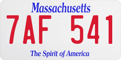MA license plate 7AF541