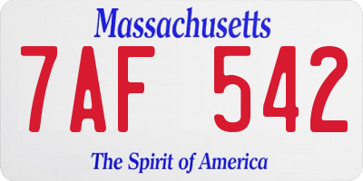 MA license plate 7AF542