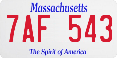 MA license plate 7AF543