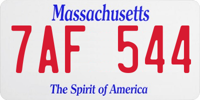 MA license plate 7AF544