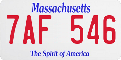 MA license plate 7AF546