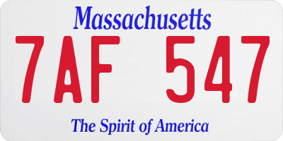MA license plate 7AF547