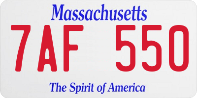 MA license plate 7AF550
