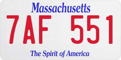 MA license plate 7AF551