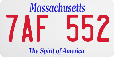 MA license plate 7AF552