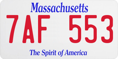 MA license plate 7AF553