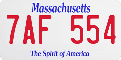 MA license plate 7AF554