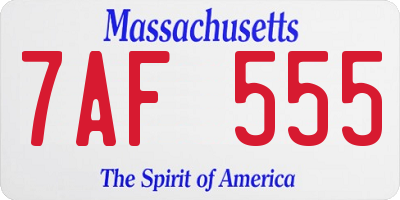 MA license plate 7AF555