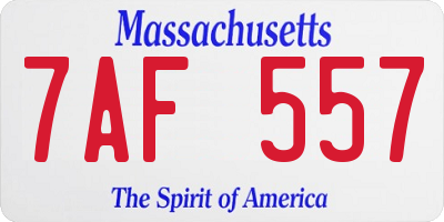 MA license plate 7AF557